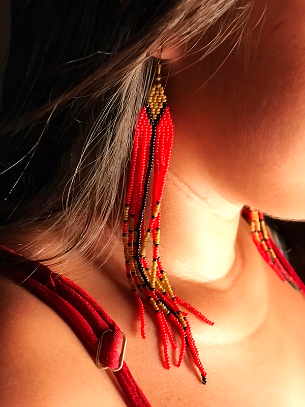 Brincos Vermelho Ouro